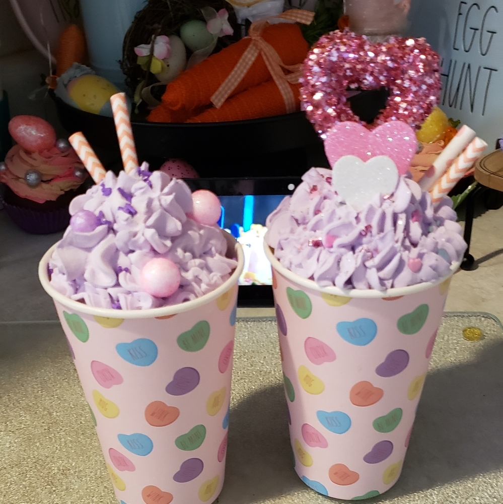 Rae Dunn Handmade whipped faux valentines latte